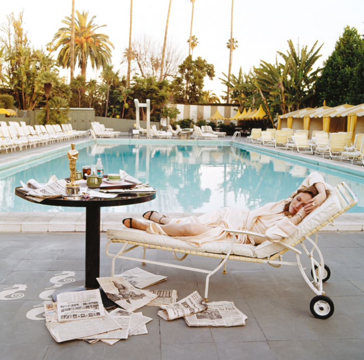 Faye Dunaway, Lying Down, The Beverly Hills Hotel, 1977
