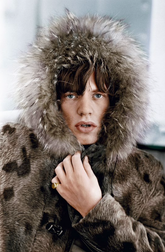Mick Jagger in a Fur Parka, 1964 (Colorized)