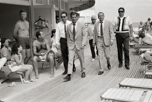 Frank Sinatra on the Set of 'The Lady in Cement', Fontainebleau Boardwalk, Miami, 1968 (Platinum)
