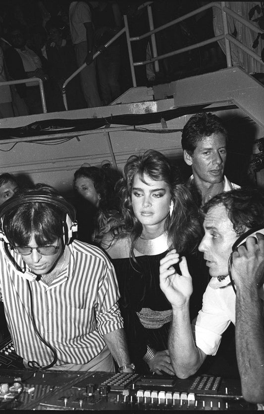 Brooke Shields, Calvin Klein & Ian Shroeder Behind The Booth at Studio 54
