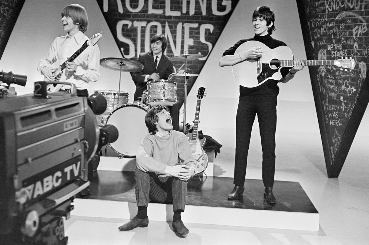 Brian Jones, Charlie Watts, Mick Jagger & Keith Richards in Rehearsal, Alpha Television Studios, Birmingham, 1964