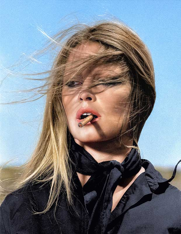 Brigitte Bardot - Cigar, Spain, 1971 (Colorized)